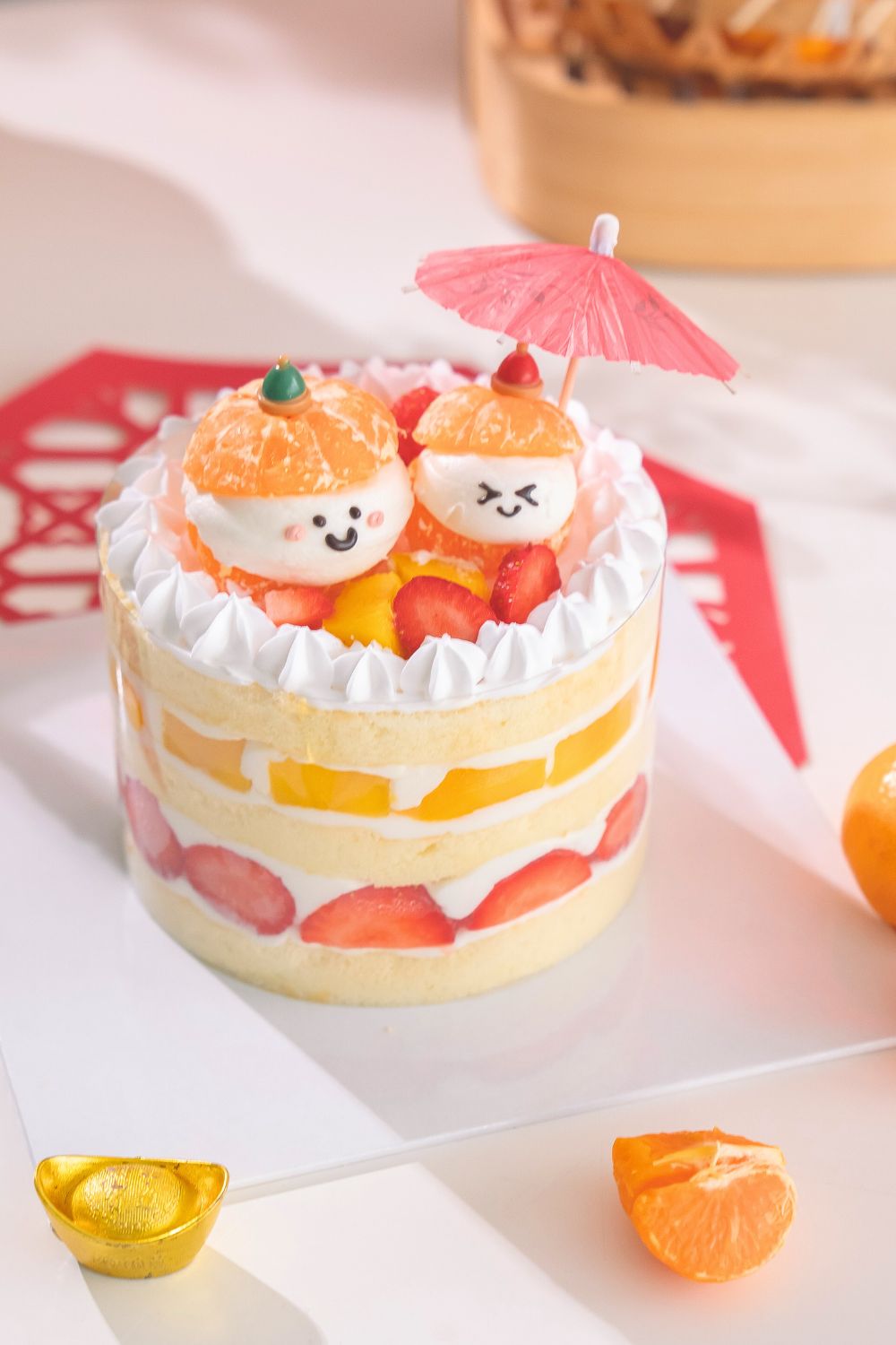 CNY Fresh Fruit Cake Baking Class for Kids 🍊🍓
