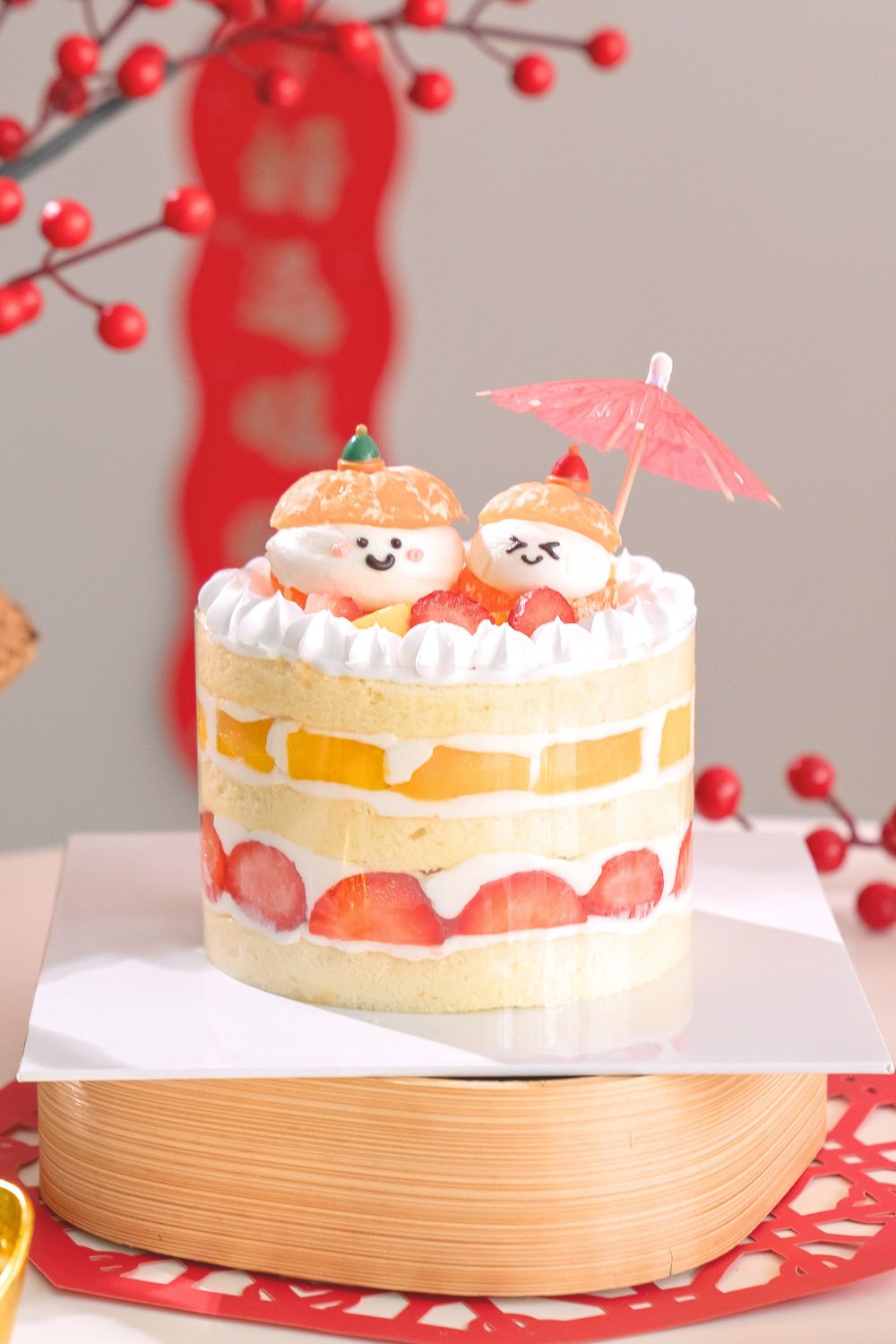 CNY Fresh Fruit Cake Baking Class for Kids 🍊🍓