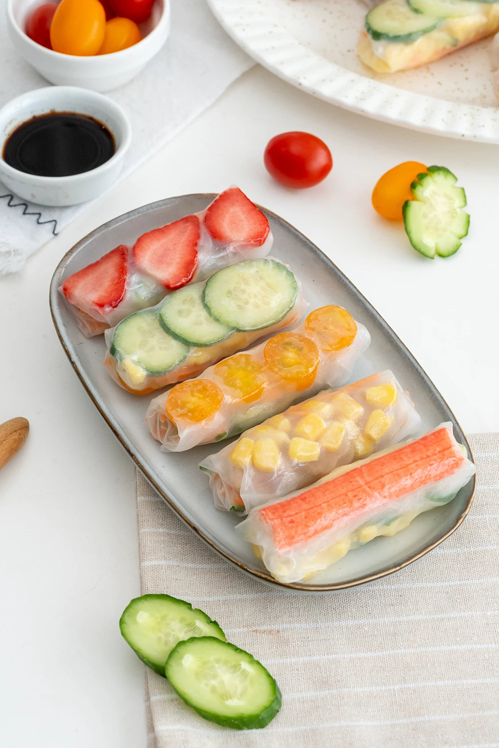 Mixed Fruits and Vegetables Rice Paper Rolls Kids Cooking Class